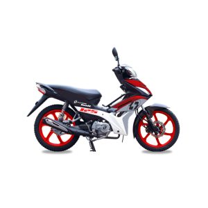 Motocicleta Thunder Bolt 125 Roja Llanta Fina de Otom Racing, diseñada para maniobras, con motor de 125cc.