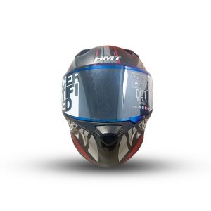 Casco HMT Abatible Speedbeast con visor iridium, diseñado para máxima protección con ventilación óptima y fácil liberación. Cuenta con cachetera removible y ajuste micrométrico para una conducción segura y cómoda.