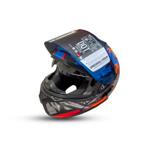 Casco HMT Abatible Speedbeast con visor iridium, diseñado para máxima protección con ventilación óptima y fácil liberación. Cuenta con cachetera removible y ajuste micrométrico para una conducción segura y cómoda.