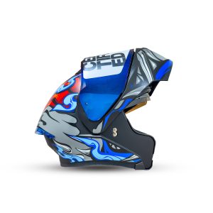 Casco HMT Abatible Speedbeast con visor iridium, diseñado para máxima protección con ventilación óptima y fácil liberación. Cuenta con cachetera removible y ajuste micrométrico para una conducción segura y cómoda.