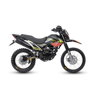 Motocicleta Shineray SE-6I 250 de Otom Racing, equipada para conducción en terrenos desafiantes.